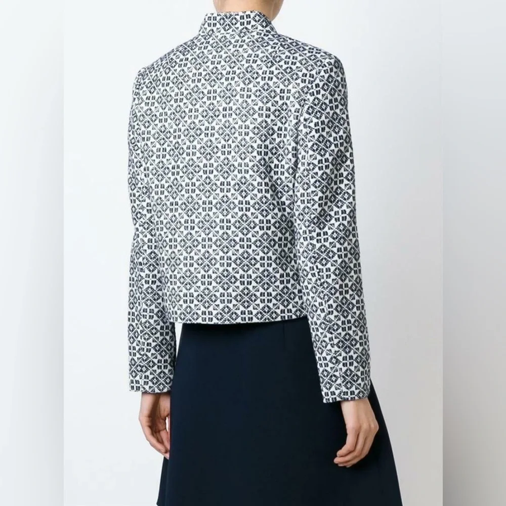NWT Tory Burch Embellished Crystal Jeweled Blazer Jacquard Cotton Blend Jacket